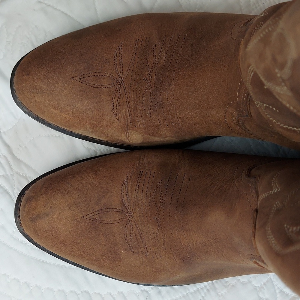 Masterson Boot Co Men's Western Cowboy Leather Boots, in Tan 9.5 Extra Wide, EUC - Picture 4 of 7